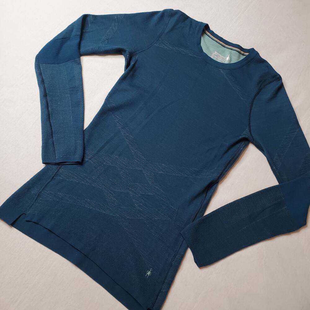 Smartwool Women's Size M Intraknit Thermal Merino Base Layer Crew Teal Blue